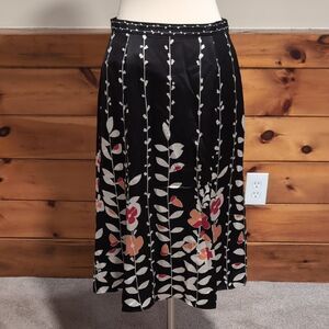 Talbots Black and White A-line Midi Skirt